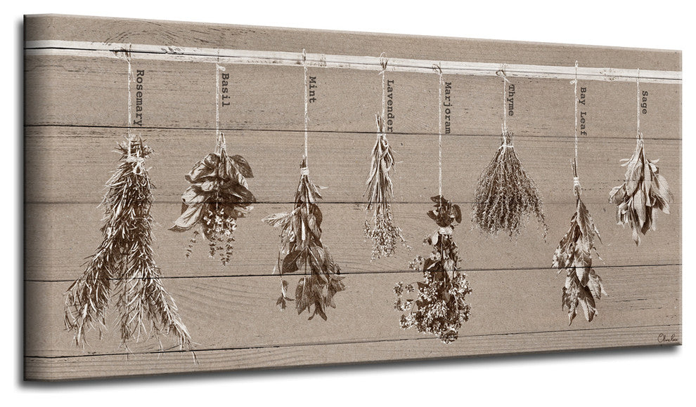 Herbs Wrapped Canvas Botanical Kitchen Wall Art, 30"x60"