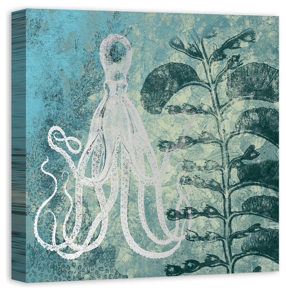 "Emerald Octopus" Canvas Wall Art, 24x24