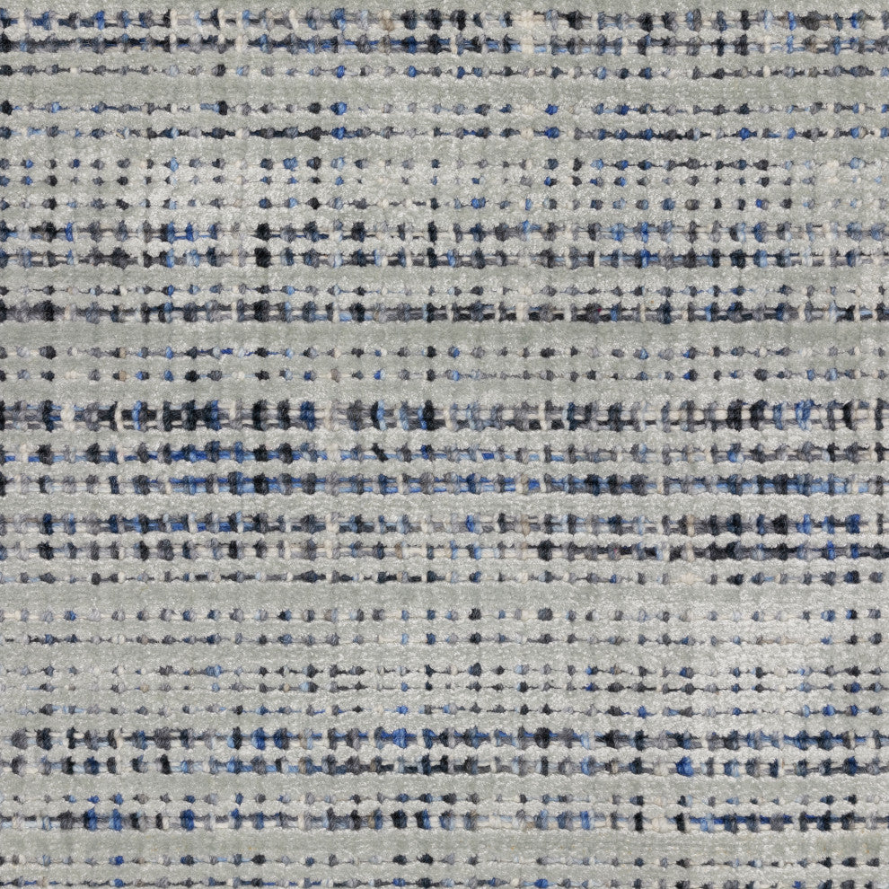 Cayden Textural Stripe Wool Blend Grey/ Blue Hand-tufted Rug 8' x 10'