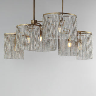 Maxim 22466WWD Fontaine 6 Light 27"W Beaded Linear Chandelier - Golden Silver