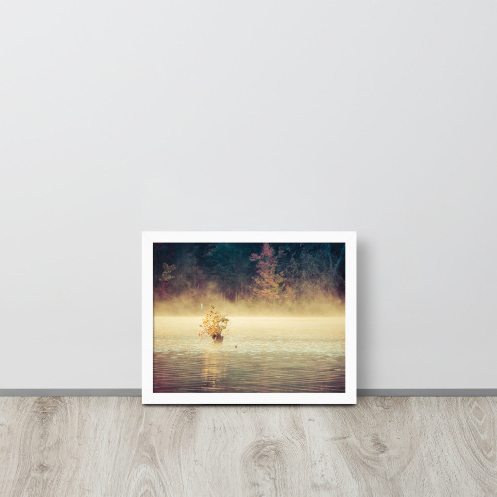 Golden Mist on Waples Pond Framed Photo Paper Wall Art Prints, White, 11" X 14"