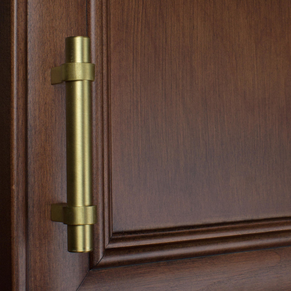 3" Screw Center Solid Steel Euro Bar Pulls, Set of 10, Satin Gold