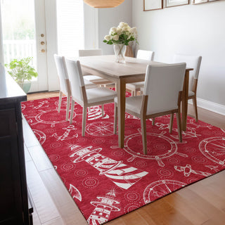 Addison Premium Washable Mayfield AMF154 Red 2'6" x 3'10" Rug