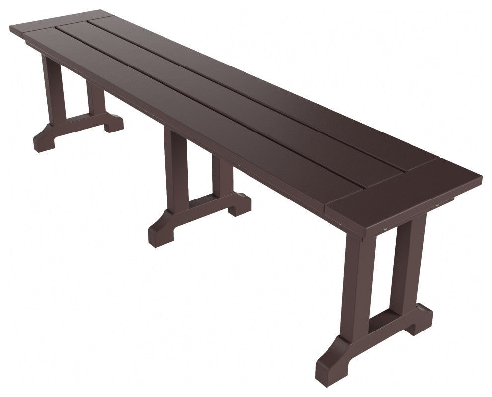 WestinTrends 65" Trestle Poly Lumber Outdoor Patio Accent Bench, Picnic Bench, Dark Brown