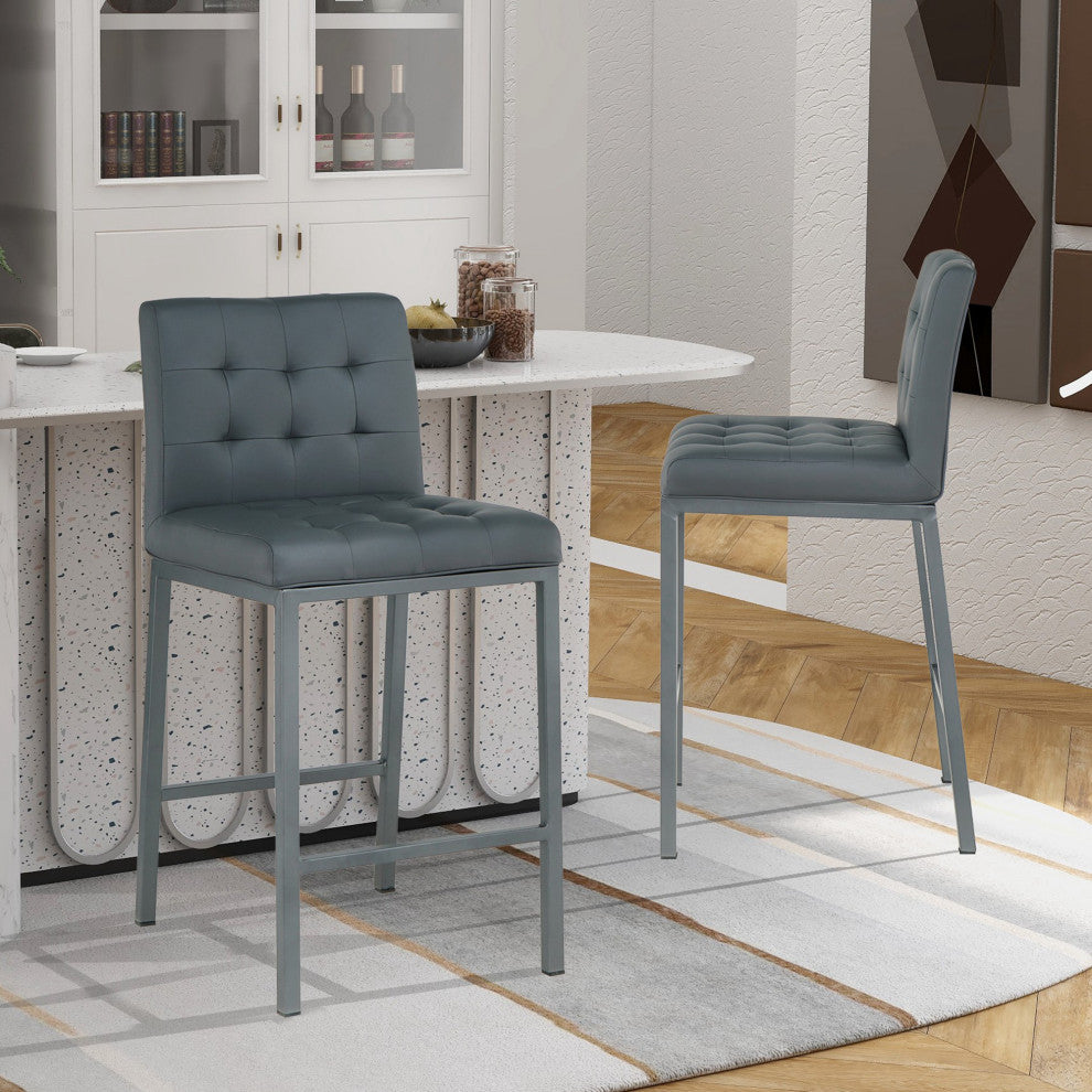 2-set Foam Modern Design Dining Chair, Metal Legs, Grey
