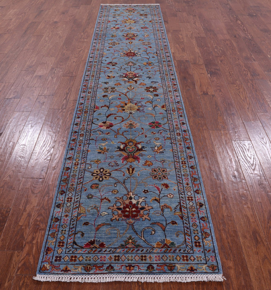 2' 8" X 12' 4" Runner Handmade Persian Tabriz Wool Rug Q11240