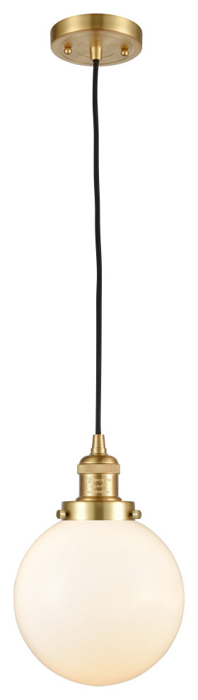 Beacon Mini Pendant, Satin Gold, Matte White