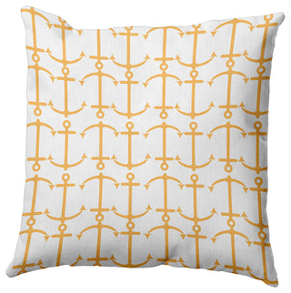 Anchor Pattern Polyester Indoor/Outdoor Pillow, Egg Yolk Yellow, 20"x20"