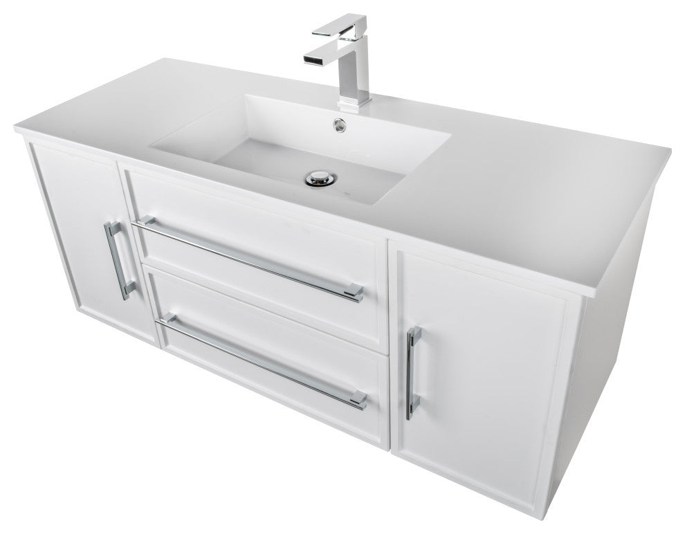 Milano Wall Hung Vanity, White, 48"