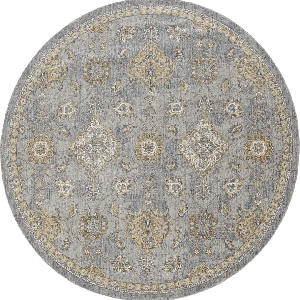 3' X 5' Sage Green Floral Vine Bordered Wool Indoor Area Rug
