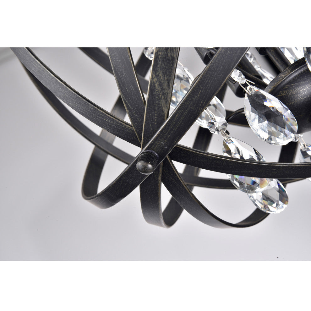Adonia Antique Black 4-Light Globe Crystal Chandelier