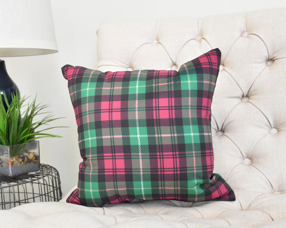 Tartan Plaid 26" Red Holiday Print Decorative Throw Pillow