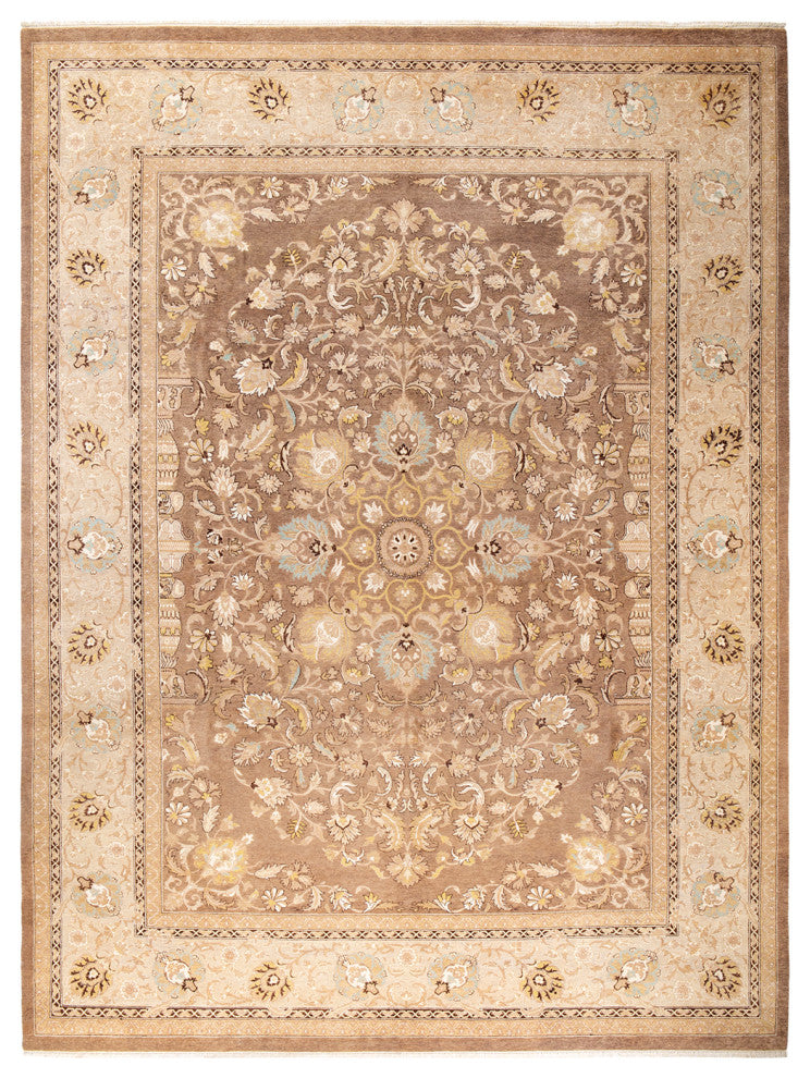 Eclectic, One-of-a-Kind Hand-Knotted Area Rug Brown, 10' 1" x 13' 7"