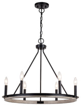 Vaxcel Lighting H0274 Russel 6 Light 25"W Candle Style Chandelier - Matte Black
