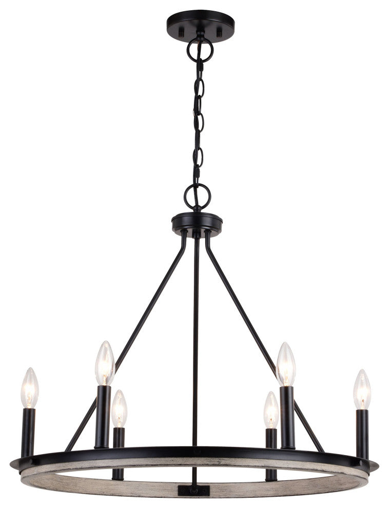Vaxcel Lighting H0274 Russel 6 Light 25"W Candle Style Chandelier - Matte Black