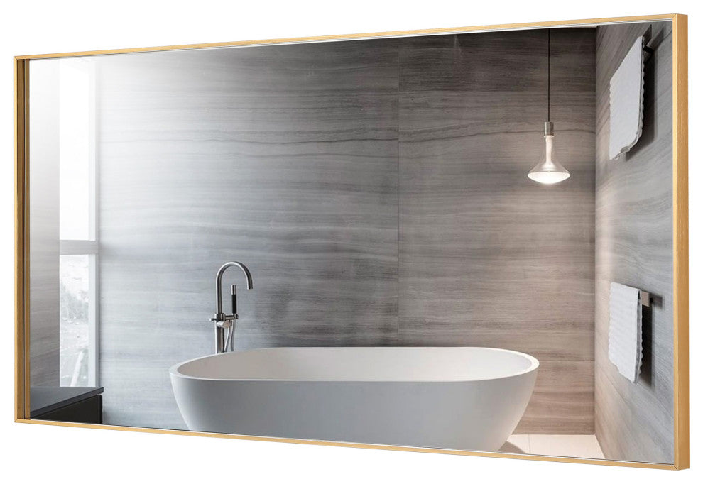 Rectangle Metal Framed Wall Mirror Bathroom Vanity Mirror, Gold, 20"x36