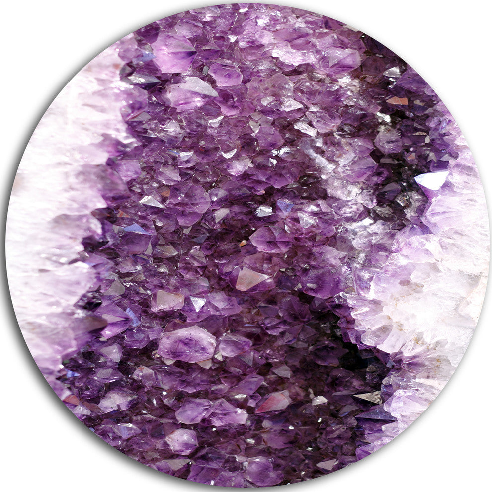 Purple Precious Stones, Abstract Digital Art Round Wall Art, 23"