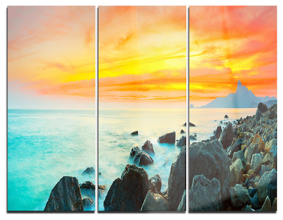 "Panoramic Sunset" Photography Metal Wall Art, 3 Panels, 36"x28"