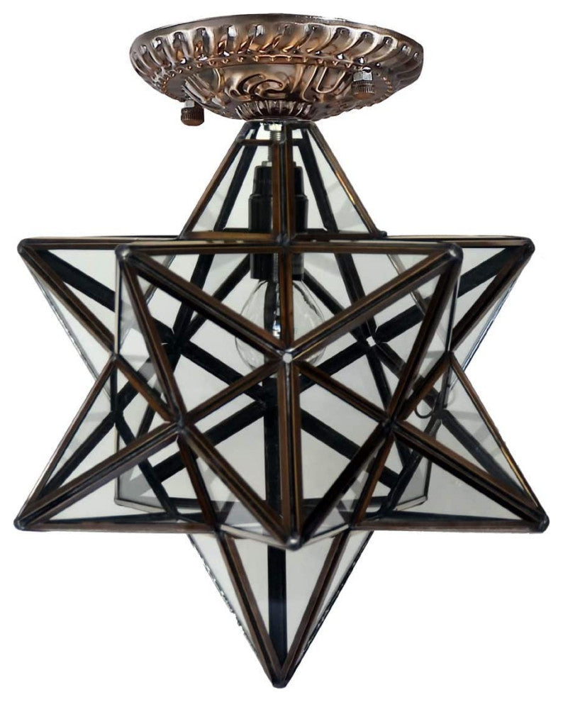 Moravian Star Ceiling Light Boho Semi Flush Mount Ceiling Fixture