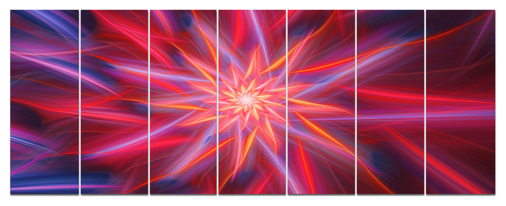 Shining Red Purple Exotic Flower, Floral Canvas Art Print, 83"x32", 7 Panels