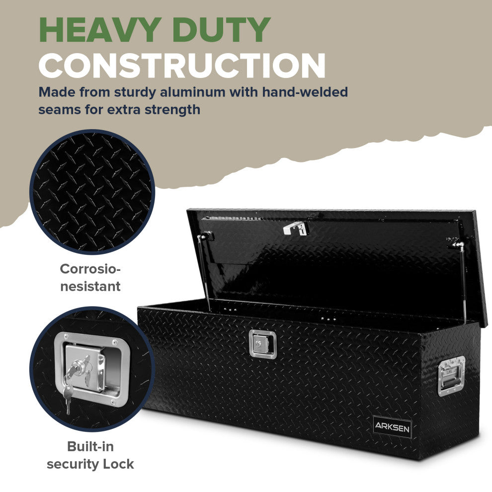 ARKSEN 49" Aluminum Utility Tool Box Diamond Plate Chest Box, Black