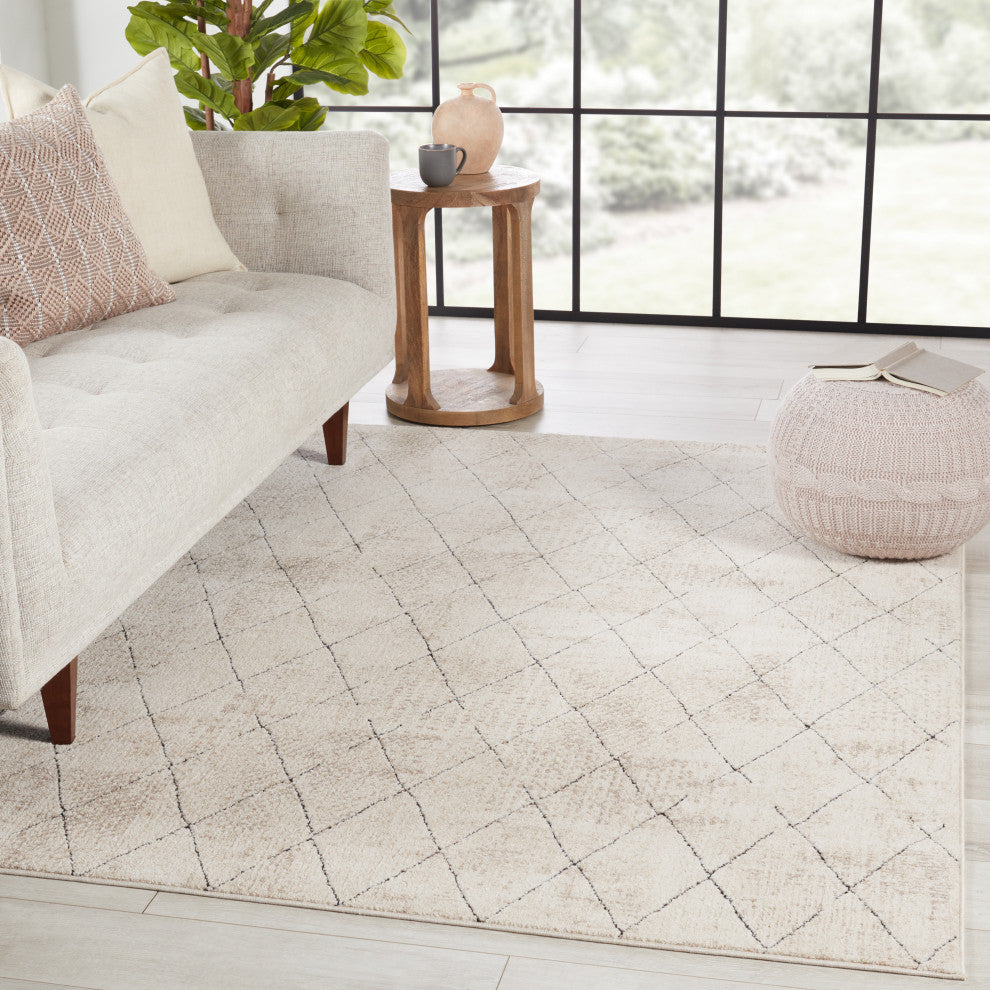 Vibe by Annistyn Trellis Cream/ Black Area Rug 4'X6'