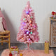 4' Holiday Frosted Pink Cashmere Faux Xmas Tree W/30 Jumbo Multicolored Lights