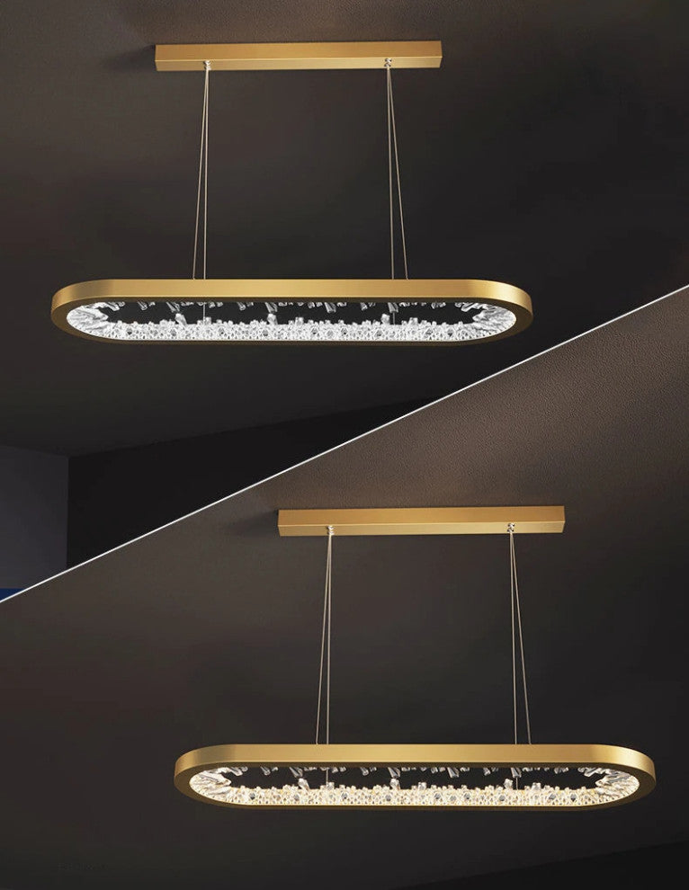 Zeddiani | Gold Rings Led Crystal Chandelier for Bedroom, Oval