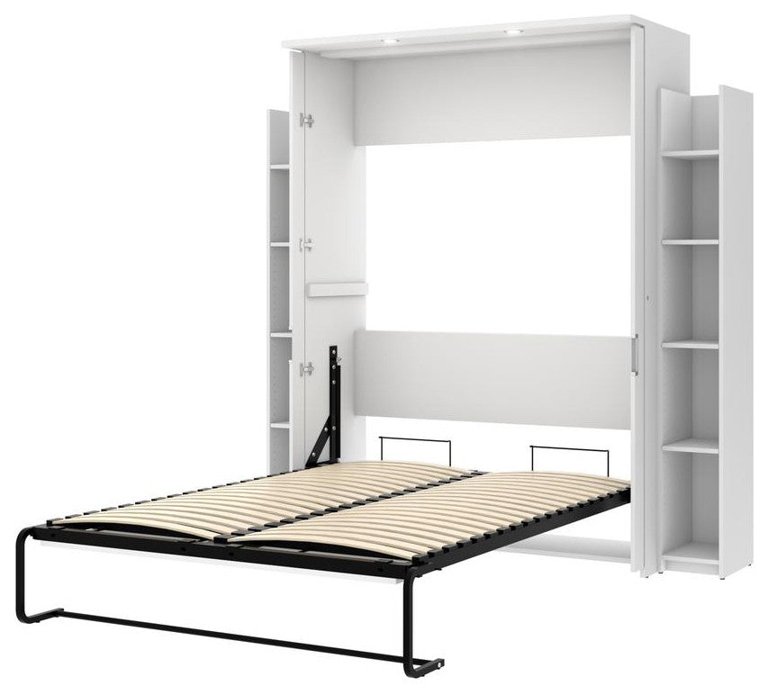 Full Murphy Bed with Shelves (81W) in White