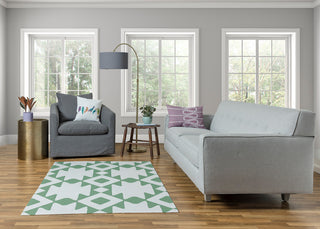 Geometric Soft Chenille Area Rug, Green, 4'x6'