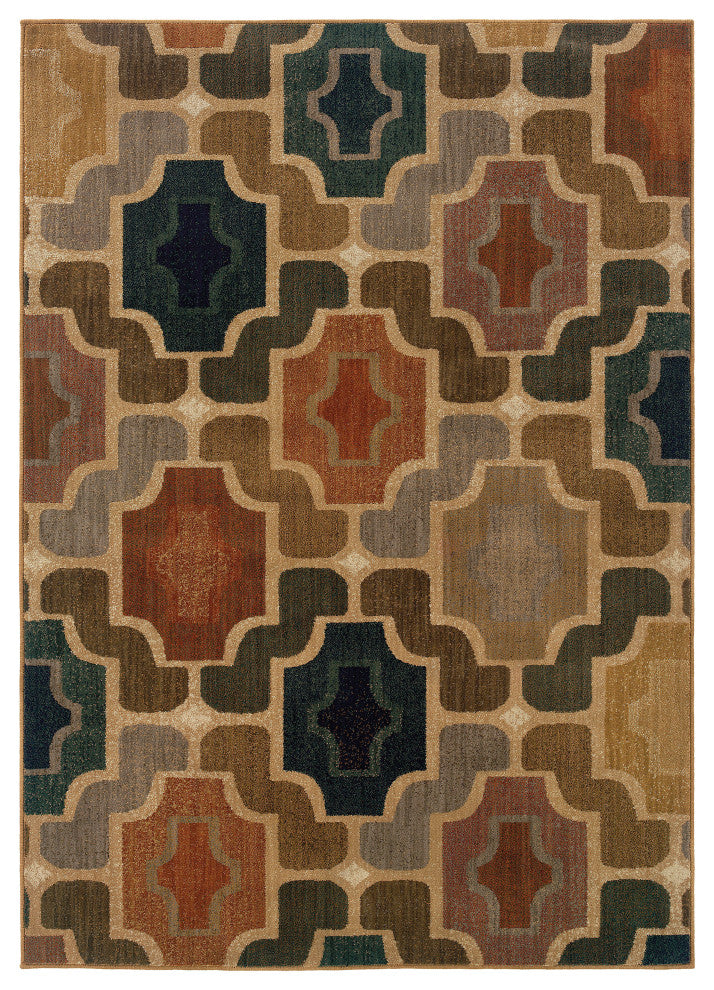 Oriental Weavers Kasbah Gold/Multi Geometric Indoor Area Rug 3'10"X5'5"