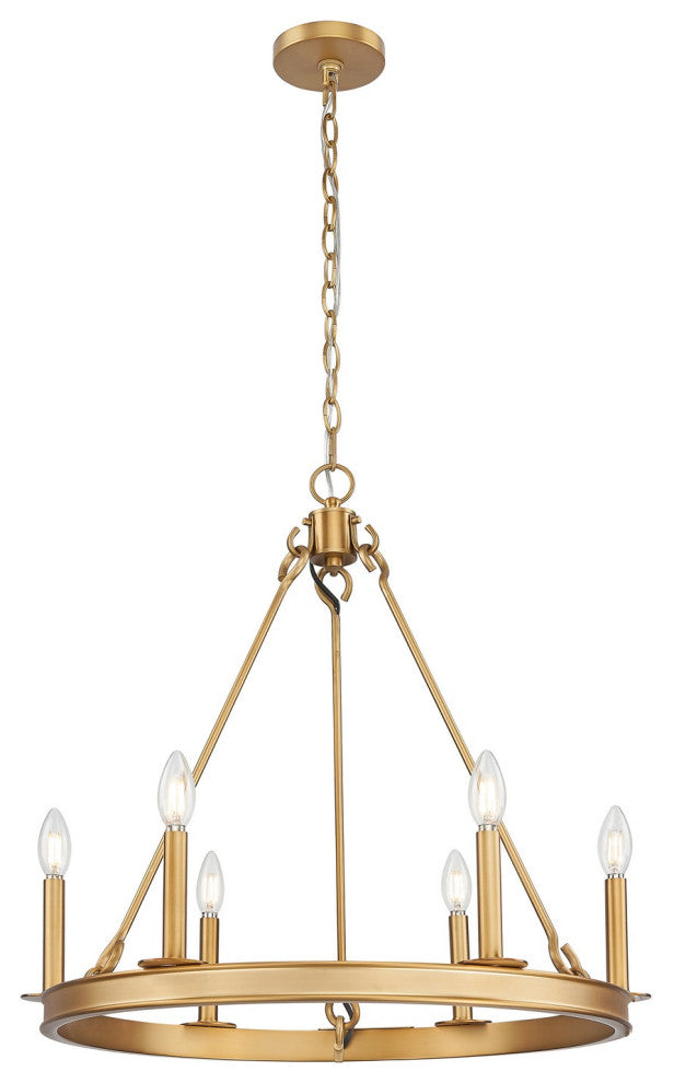Barclay 6-Light Chandelier, Rubbed Brass