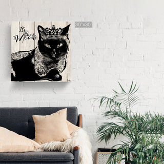 Ready2HangArt 'Meow' Wrapped Canvas Cat Wall Art, 30"x30"