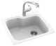 Swan 25x22x9 Solid Surface Kitchen Sink, 1-Hole, White