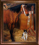 La Pastiche At The Stables, Horse and Dog, 1861 with Frame, 24 x 28