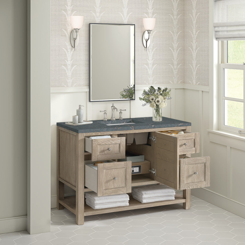 Breckenridge 48" Single Vanity, Oak, 3 CM Parisien Bleu Top