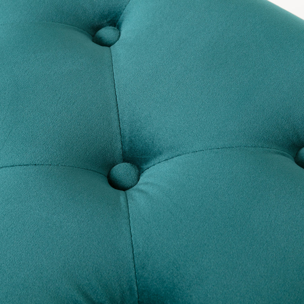 Button Tufts Bedroom Bench, Atrovirens-Velvet