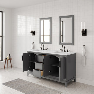 Elizabeth 60" Double Sink Carrara White Marble Vanity, Cashmere Gray