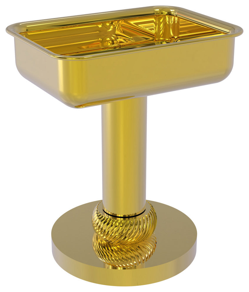 Vanity Top Soap Dish with Twisted Accents, Polished Brass