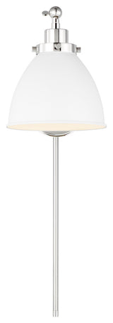 Wellfleet Single Arm Dome Task Sconce, Matte White and Polished Nickel
