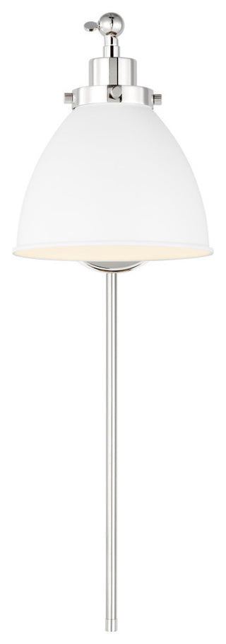 Wellfleet Single Arm Dome Task Sconce, Matte White and Polished Nickel