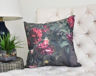 Blossoming Still 26" Red Floral Print Decorative Throw Pillow