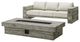 Manteo Rustic Coastal Outdoor Patio Sunbrella Sofa and Fire Pit Set