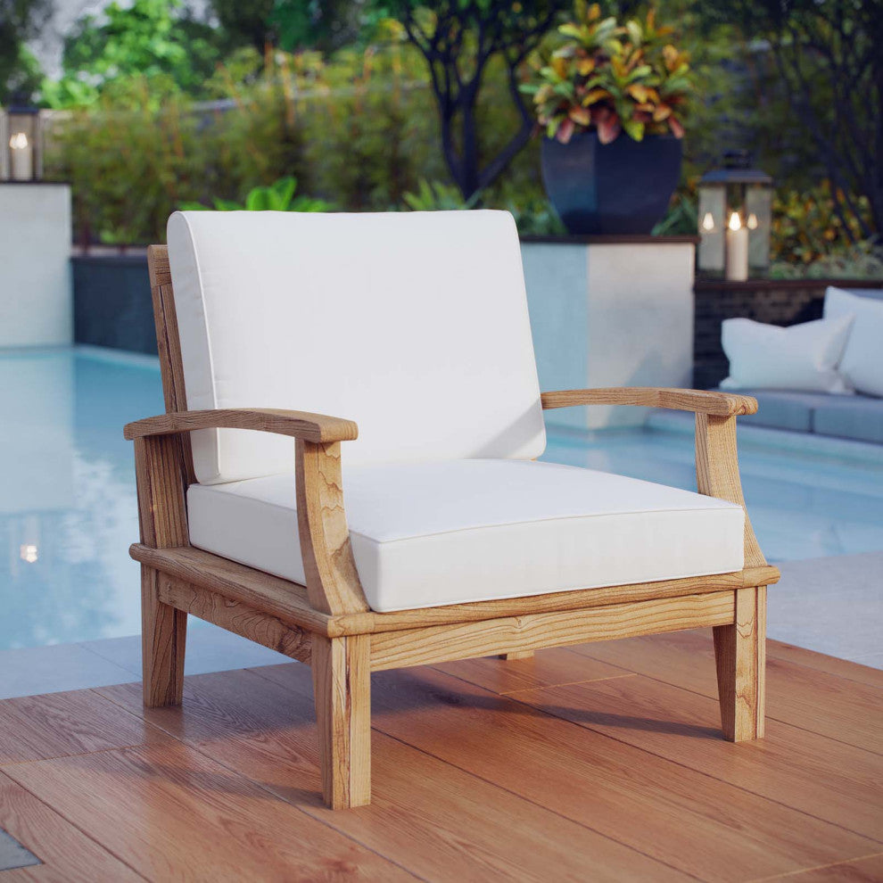 Natural White Marina Outdoor Patio Teak Armchair
