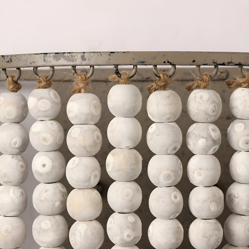 Donostia | Retro Blue/White Wooden Bead Wall Lamp, White