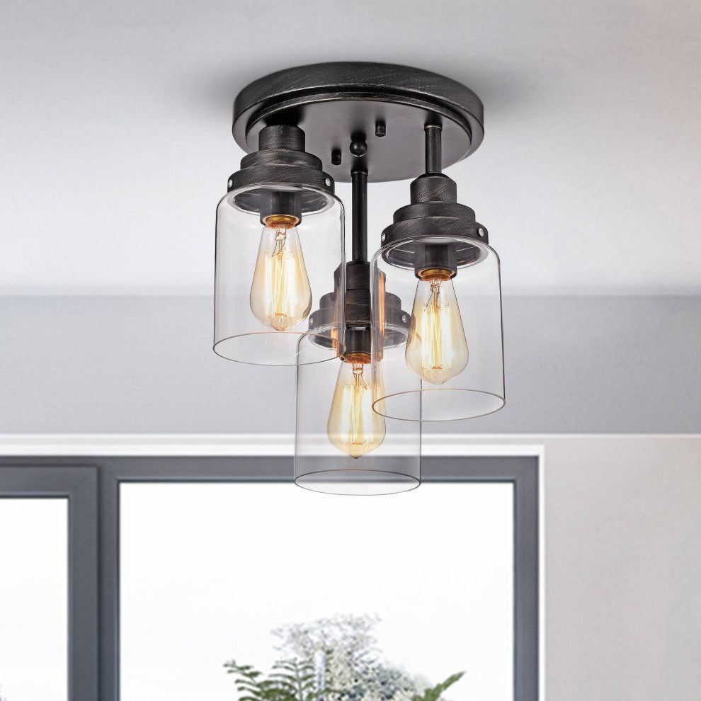 April Flush Mount With Simple Clear Glass Shades