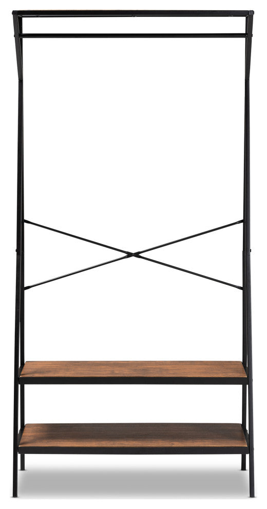 Hallam Distressed Wood and Black Metal Finish Entryway Coat Hanger