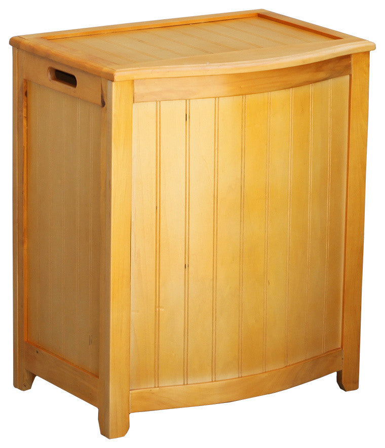 Oceanstar Bowed Front Wood Laundry Hamper With Interior Bag, Natural