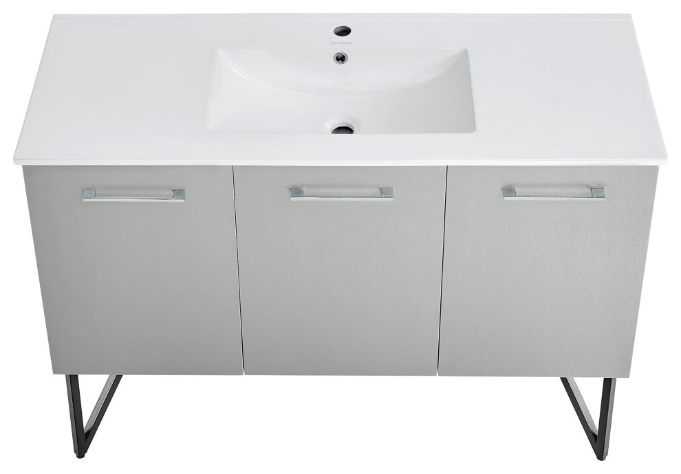 Annecy 48 Single, Brushed Grey, Two Doors, One Drawer, Bathroom Vanity