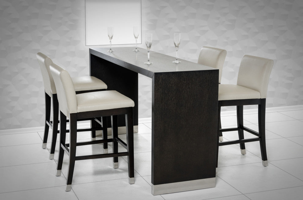 HomeRoots 35" Wenge Veneer and Stainless Steel Bar Table